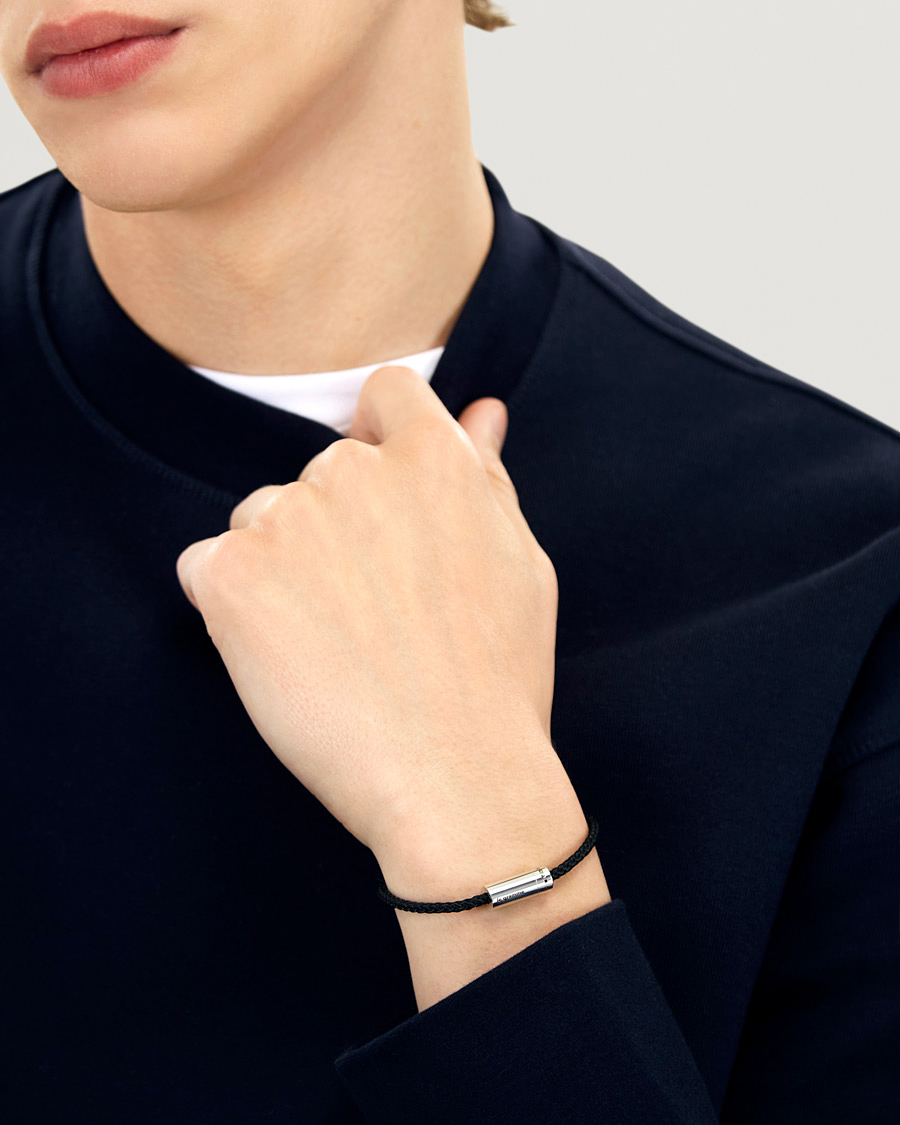 Hombres | LE GRAMME Nato Cable Bracelet Black/Sterling Silver 7g | LE GRAMME | Nato Cable Bracelet Black/Sterling Silver 7g