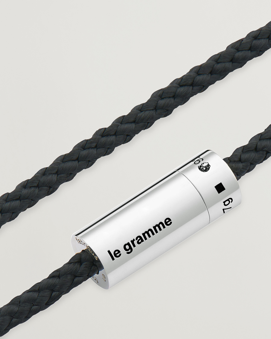 Hombres | LE GRAMME Nato Cable Bracelet Black/Sterling Silver 7g | LE GRAMME | Nato Cable Bracelet Black/Sterling Silver 7g