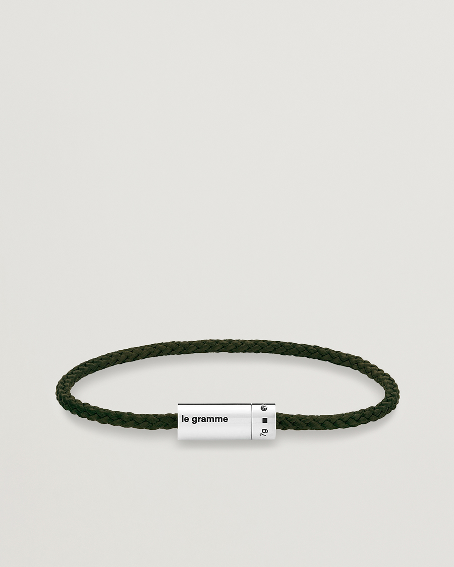 Hombres | LE GRAMME Nato Cable Bracelet Khaki/Sterling Silver 7g | LE GRAMME | Nato Cable Bracelet Khaki/Sterling Silver 7g