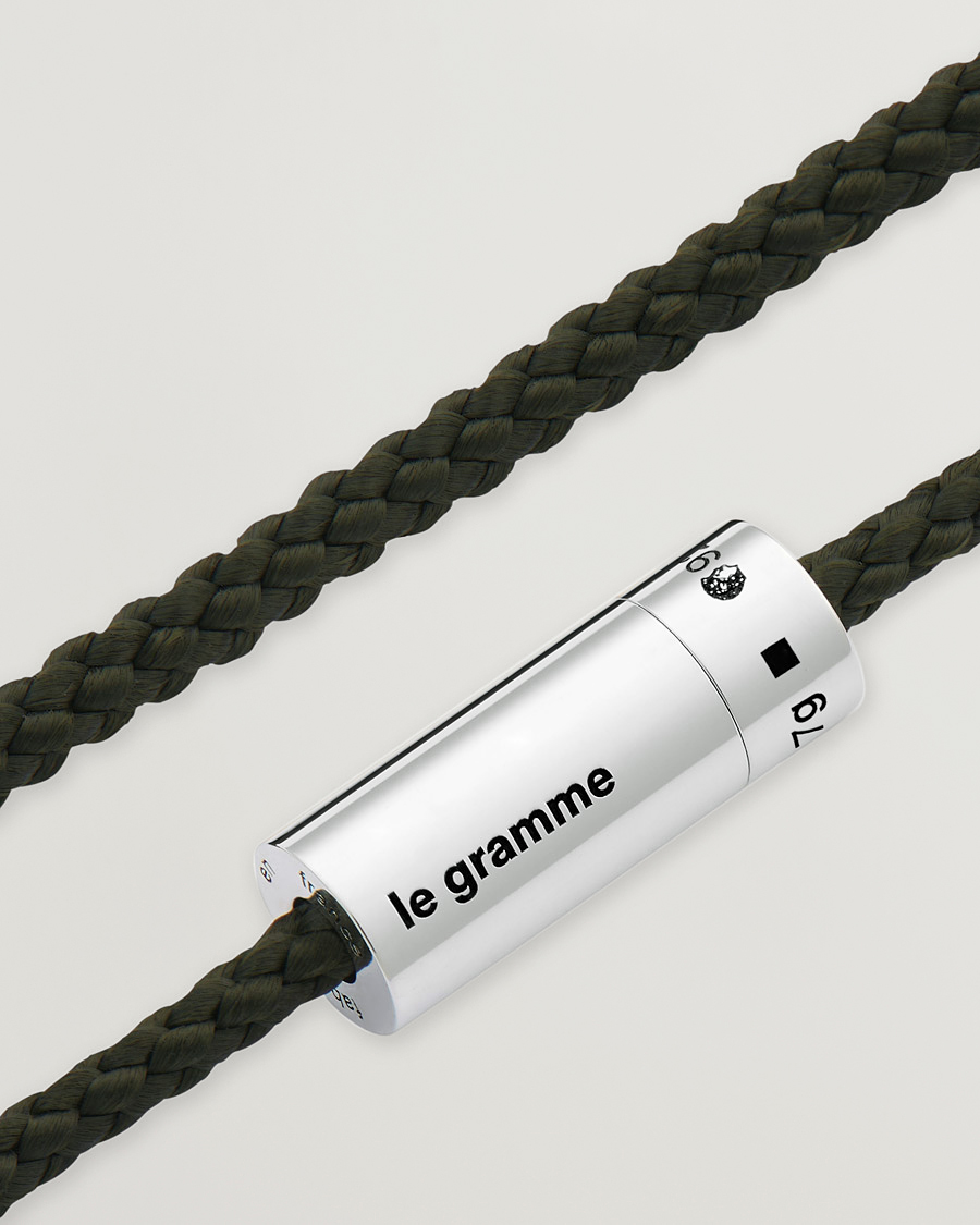 Hombres | LE GRAMME Nato Cable Bracelet Khaki/Sterling Silver 7g | LE GRAMME | Nato Cable Bracelet Khaki/Sterling Silver 7g