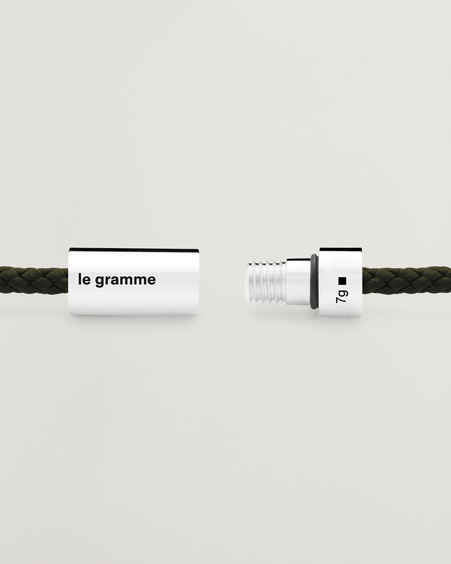 Hombres | LE GRAMME Nato Cable Bracelet Khaki/Sterling Silver 7g | LE GRAMME | Nato Cable Bracelet Khaki/Sterling Silver 7g