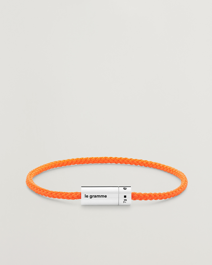 Hombres | LE GRAMME Nato Cable Bracelet Orange/Sterling Silver 7g | LE GRAMME | Nato Cable Bracelet Orange/Sterling Silver 7g