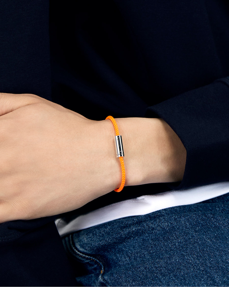 Hombres | LE GRAMME Nato Cable Bracelet Orange/Sterling Silver 7g | LE GRAMME | Nato Cable Bracelet Orange/Sterling Silver 7g