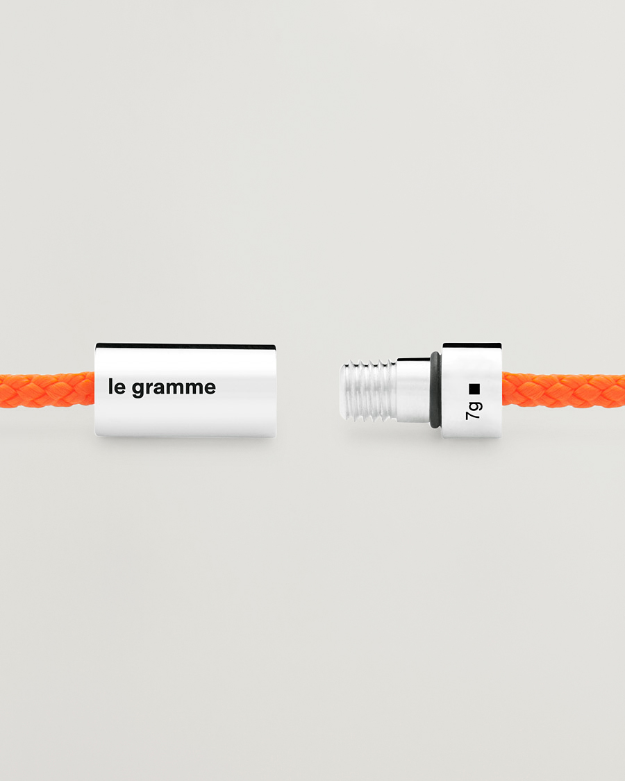 Hombres | LE GRAMME Nato Cable Bracelet Orange/Sterling Silver 7g | LE GRAMME | Nato Cable Bracelet Orange/Sterling Silver 7g