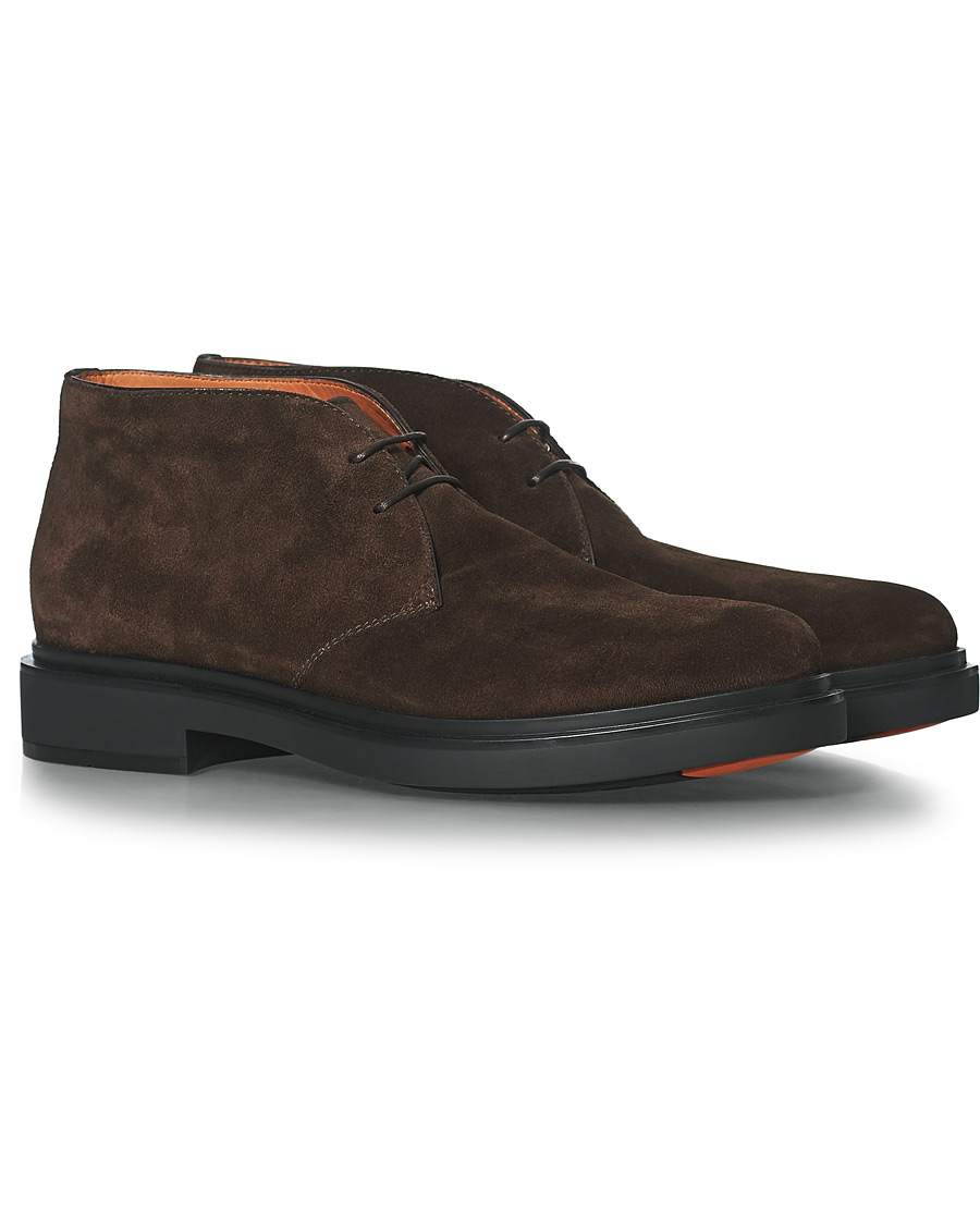 Hombres | Santoni Wembley Desert Boot Dark Brown Suede | Santoni | Wembley Desert Boot Dark Brown Suede