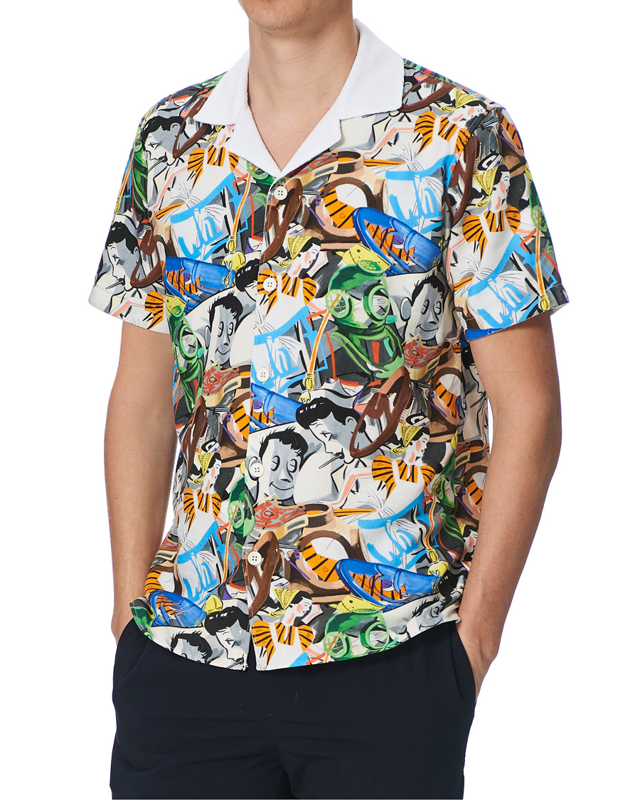 Hombres | Polos | Orlebar Brown | Travis Towelling x David Salle Diving Polo Multi