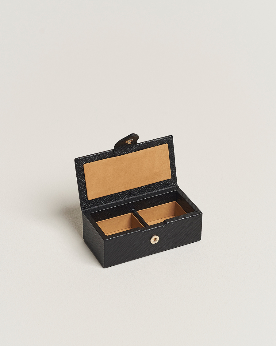 Hombres | Smythson Panama Mini Cufflink Box Black | Smythson | Panama Mini Cufflink Box Black