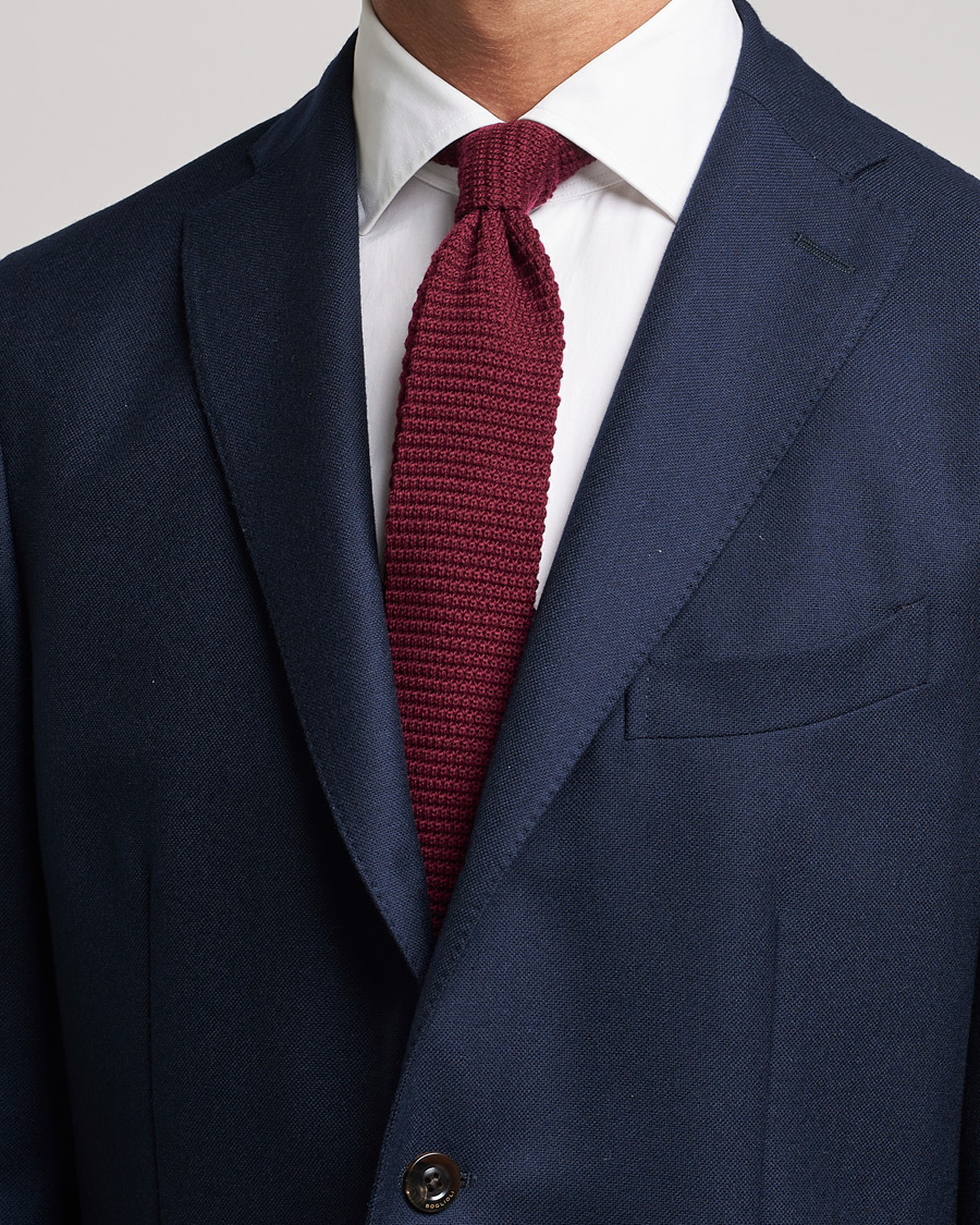 Hombres | Amanda Christensen Wool Knitted 6cm Tie Wine | Amanda Christensen | Wool Knitted 6cm Tie Wine