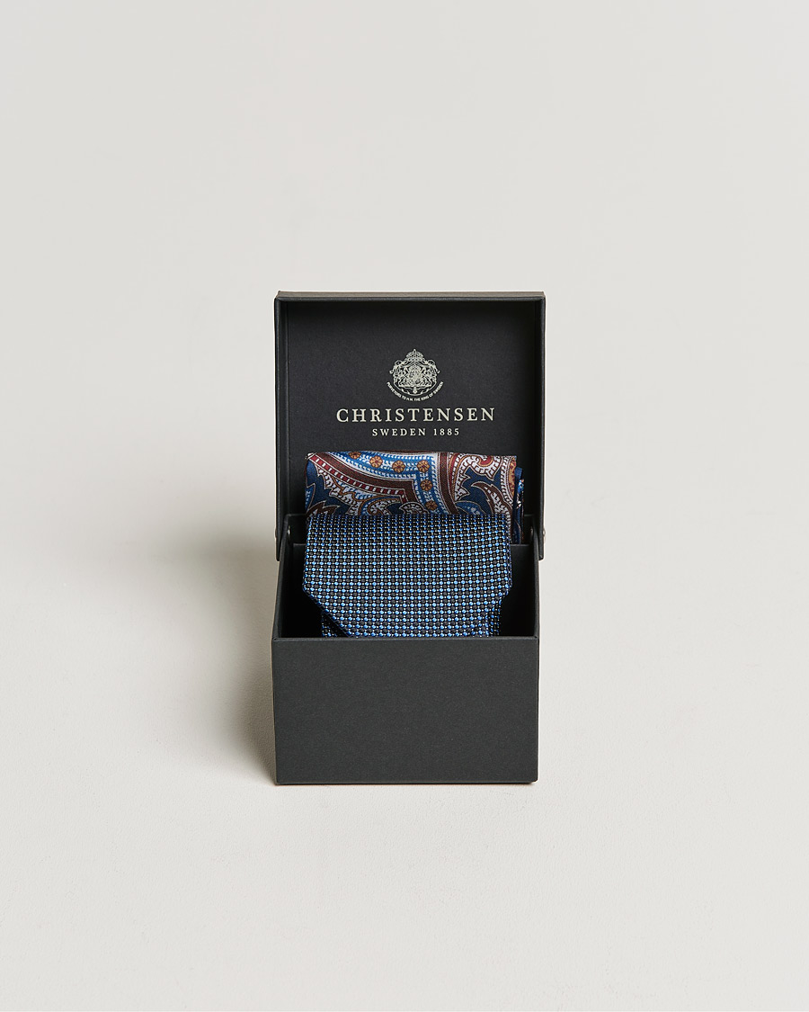 Hombres | Amanda Christensen Box Set Silk 8 cm Paisley Tie And Pocket Square Navy | Amanda Christensen | Box Set Silk 8 cm Paisley Tie And Pocket Square Navy