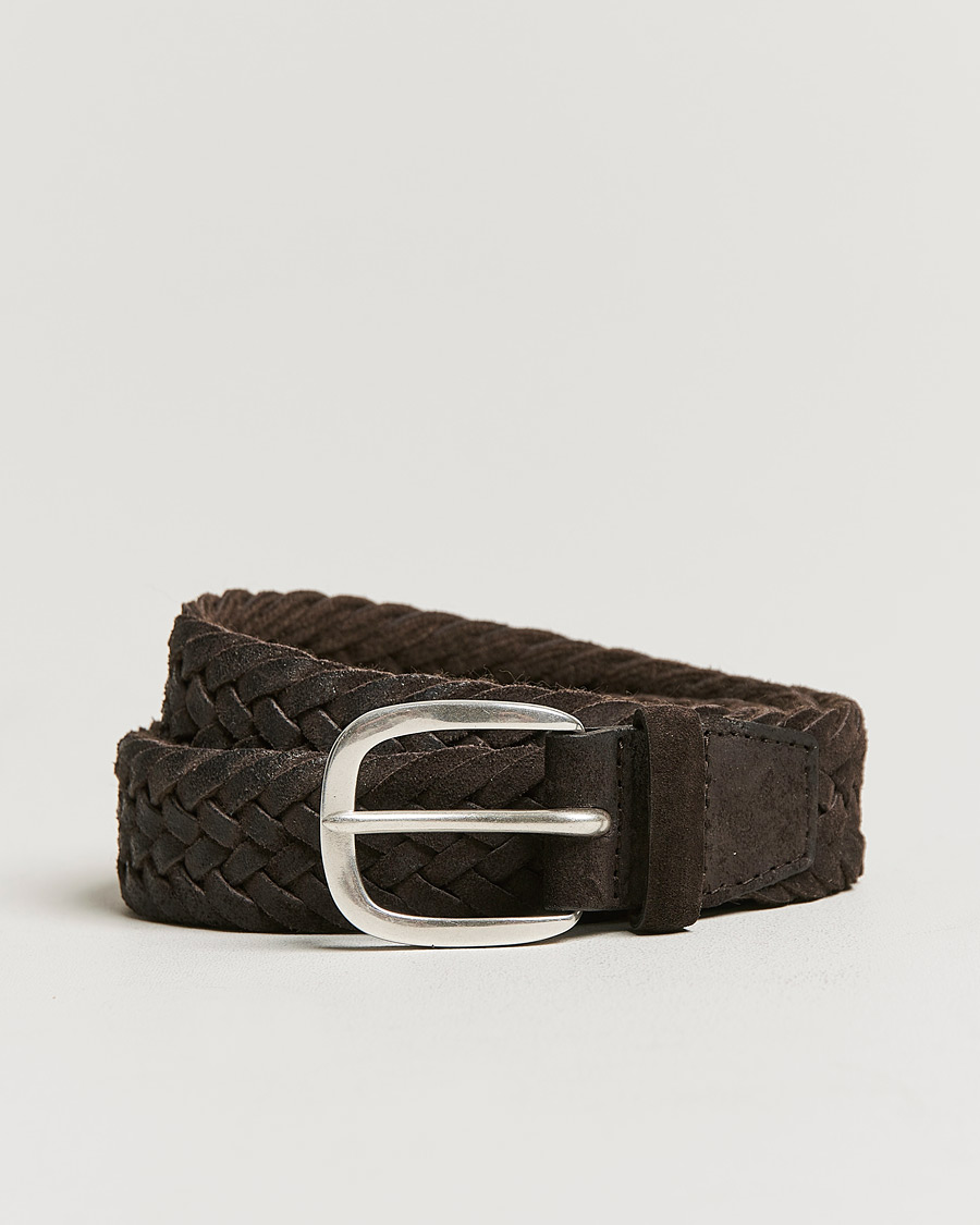 Hombres | Orciani Braided Suede Belt 3,5 cm Dark Brown | Orciani | Braided Suede Belt 3,5 cm Dark Brown