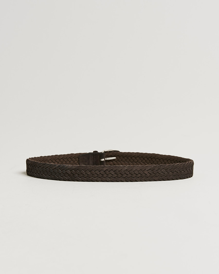 Hombres |  | Orciani | Braided Suede Belt 3,5 cm Dark Brown
