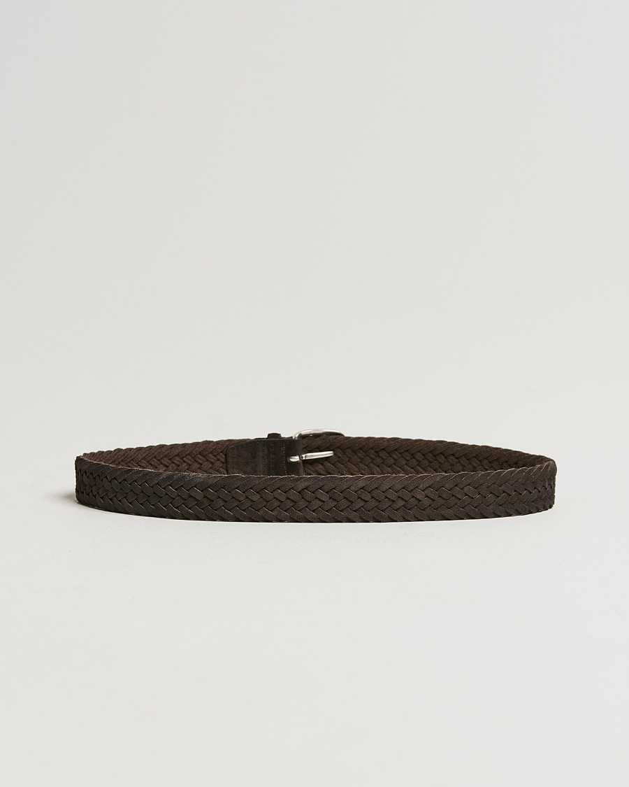 Hombres | Orciani Braided Suede Belt 3,5 cm Dark Brown | Orciani | Braided Suede Belt 3,5 cm Dark Brown