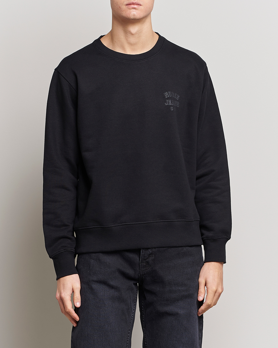 Hombres | Jerséis y prendas de punto | Nudie Jeans | Frasse Logo Sweatshirt Black