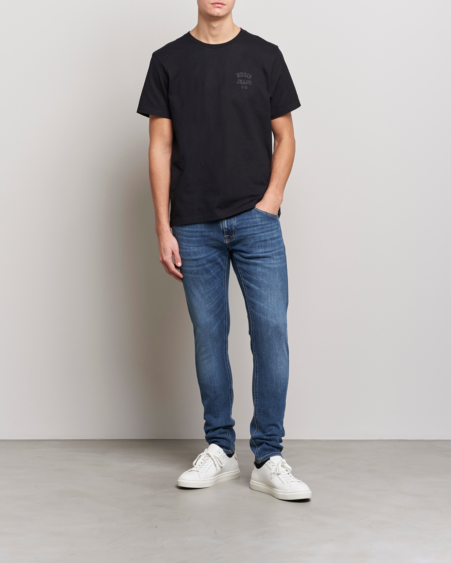 Hombres | Camisetas | Nudie Jeans | Roy Logo Crew Neck Tee Black
