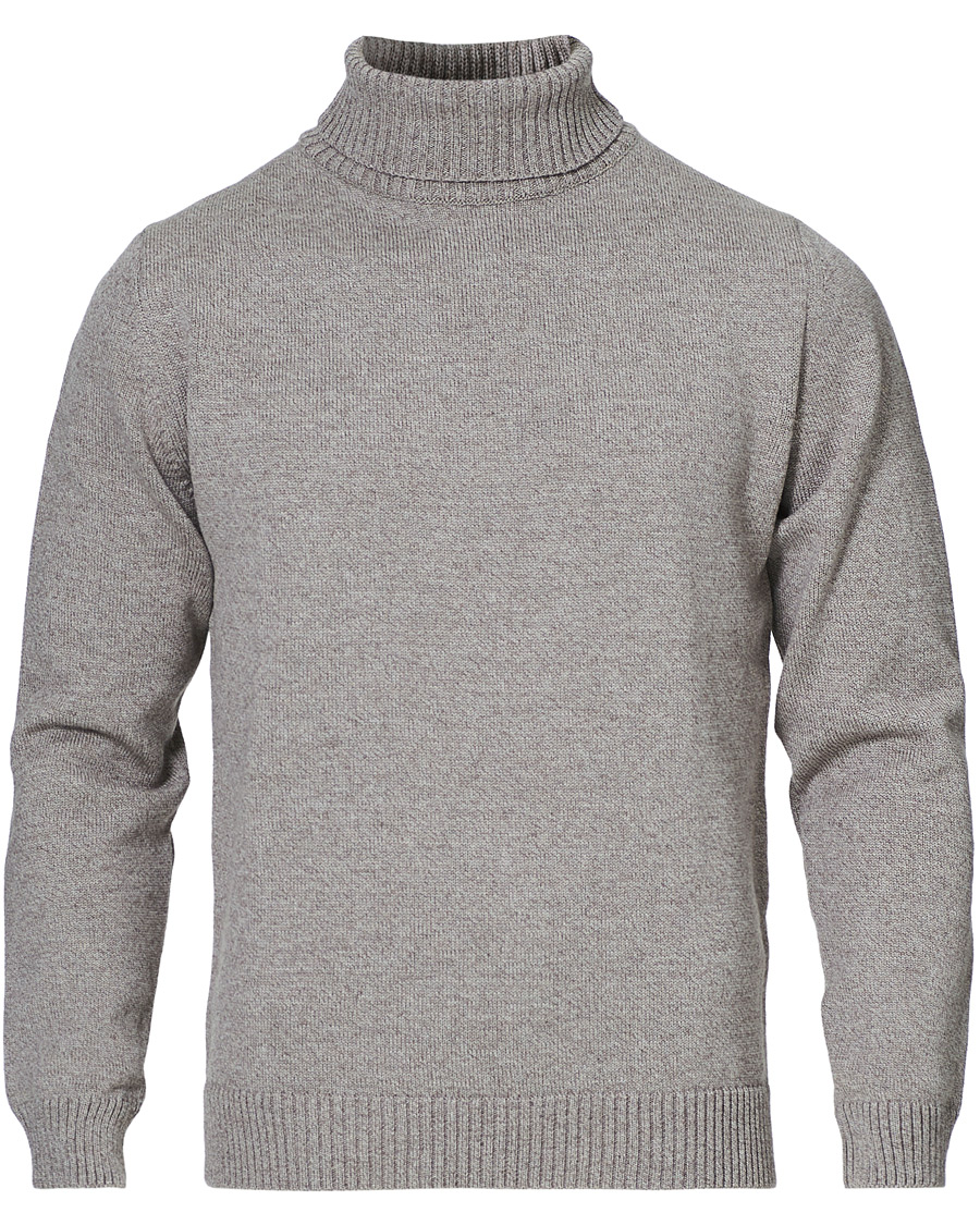 Hombres | Jerséis y prendas de punto | Stenströms | Heavy Knitted Merino Rollneck Beige Mouliné