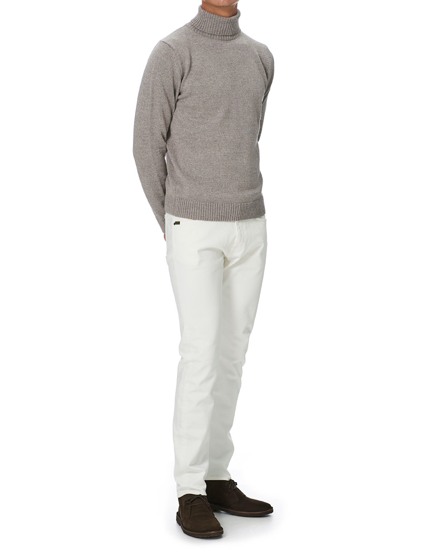 Hombres | Jerséis y prendas de punto | Stenströms | Heavy Knitted Merino Rollneck Beige Mouliné
