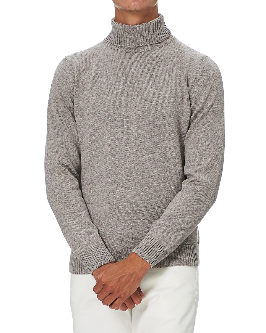 Hombres | Jerséis y prendas de punto | Stenströms | Heavy Knitted Merino Rollneck Beige Mouliné