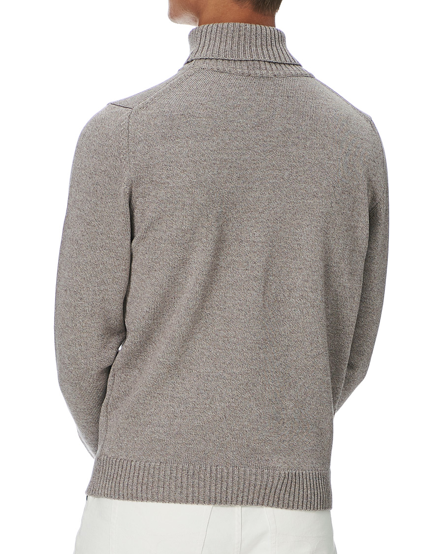 Hombres | Jerséis y prendas de punto | Stenströms | Heavy Knitted Merino Rollneck Beige Mouliné