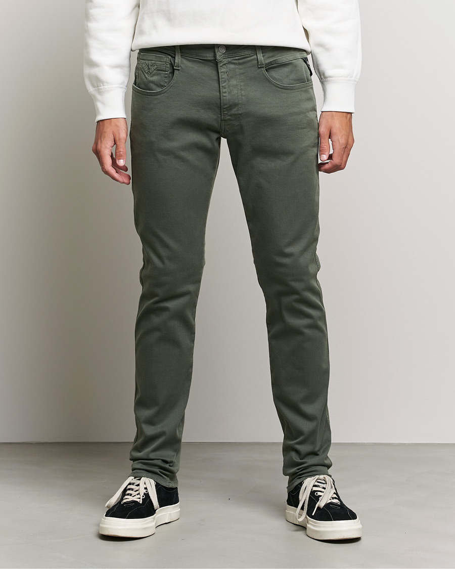 Hombres | Pantalones | Replay | Anbass Hyperflex X.Lite 5-Pocket Pants Olive Green