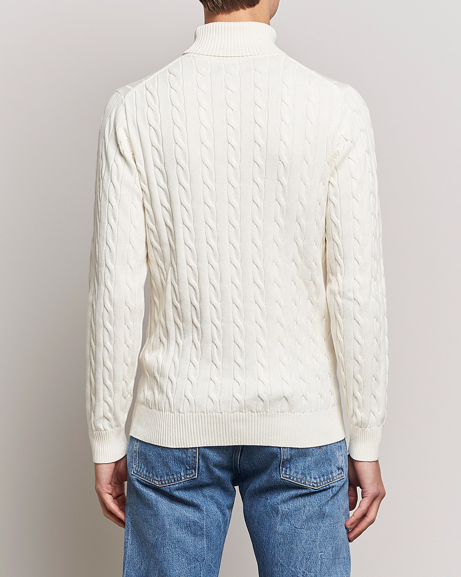 Hombres | Jerséis y prendas de punto | GANT | Cotton Cable Turtleneck Cream