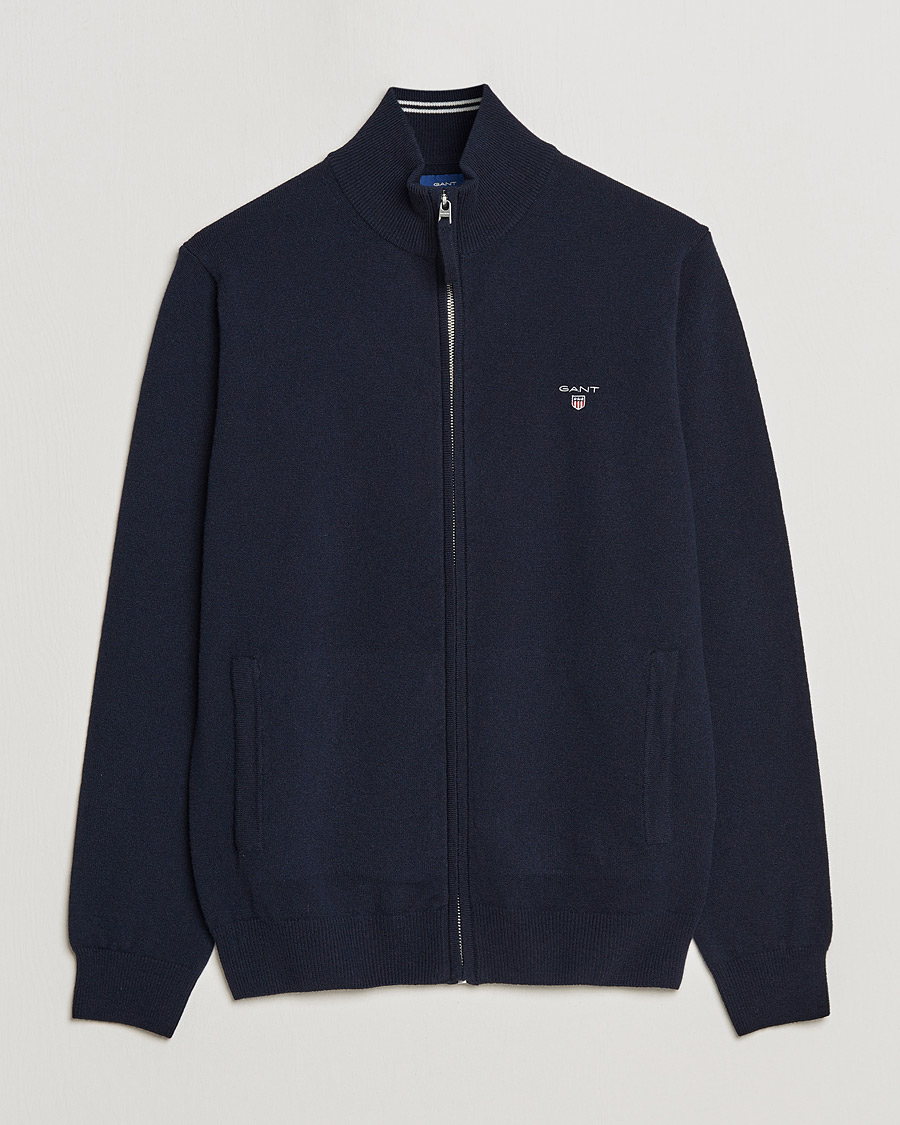 Hombres | Jerséis y prendas de punto | GANT | Lambswool Full Zip Marine