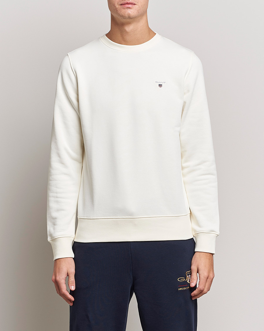 Hombres | Jerséis y prendas de punto | GANT | Original Shield Logo Crew Neck Sweatshirt Eggshell