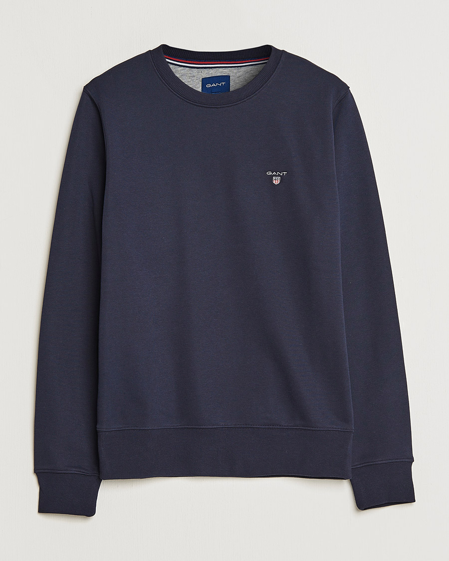 Hombres | Jerséis y prendas de punto | GANT | Original Shield Logo Crew Neck Sweatshirt Evening Blue