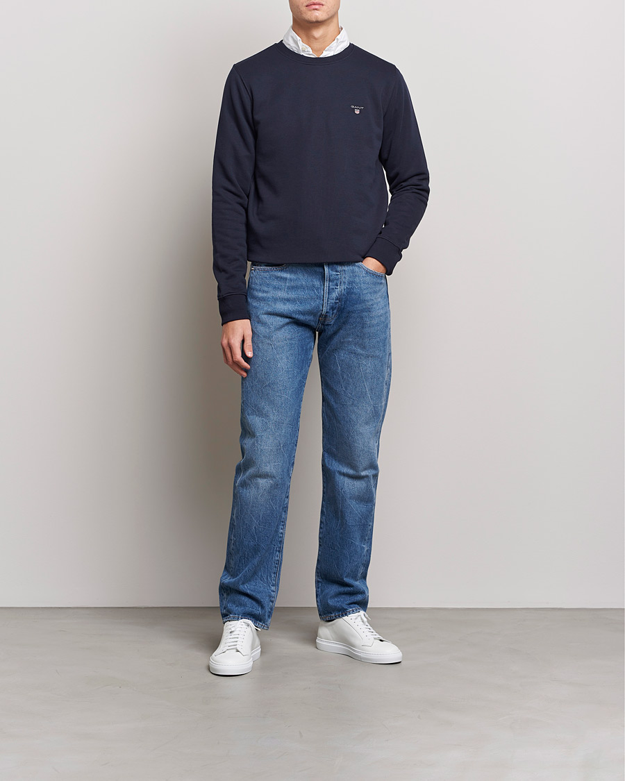 Hombres | Jerséis y prendas de punto | GANT | Original Shield Logo Crew Neck Sweatshirt Evening Blue