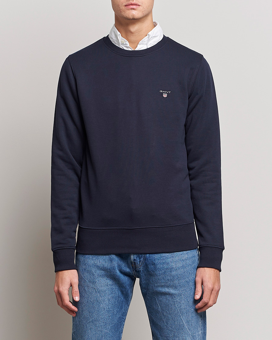 Hombres | Jerséis y prendas de punto | GANT | Original Shield Logo Crew Neck Sweatshirt Evening Blue
