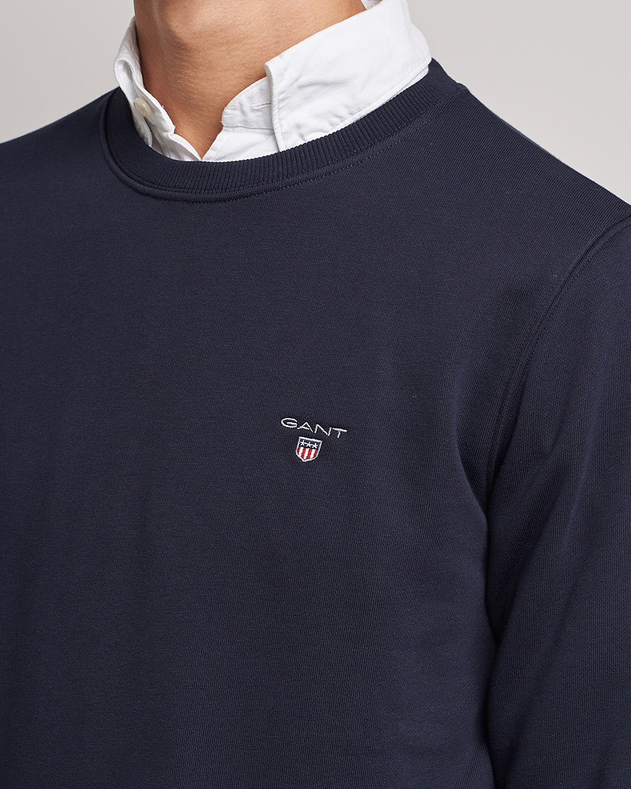 Hombres | Jerséis y prendas de punto | GANT | Original Shield Logo Crew Neck Sweatshirt Evening Blue