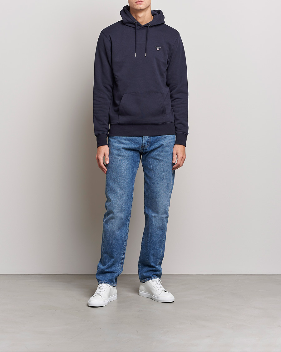 Hombres | Jerséis y prendas de punto | GANT | Original Shield Logo Hoodie Evening Blue