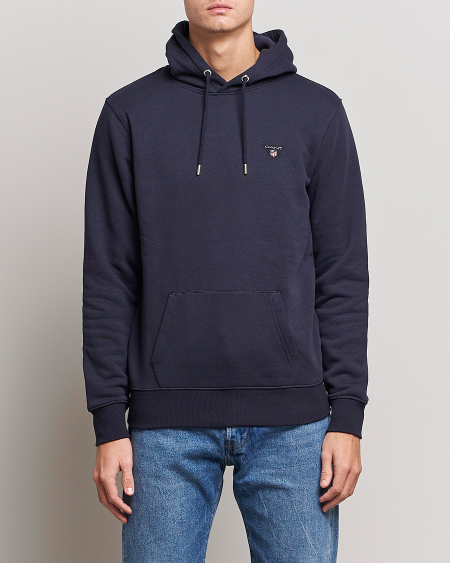 Hombres | Jerséis y prendas de punto | GANT | Original Shield Logo Hoodie Evening Blue