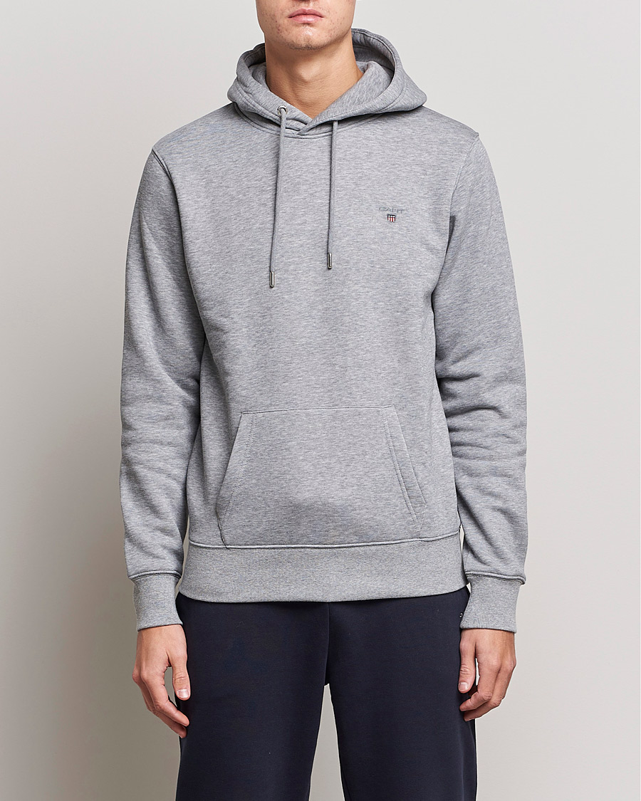Hombres | Jerséis y prendas de punto | GANT | Original Shield Logo Hoodie Grey Melange