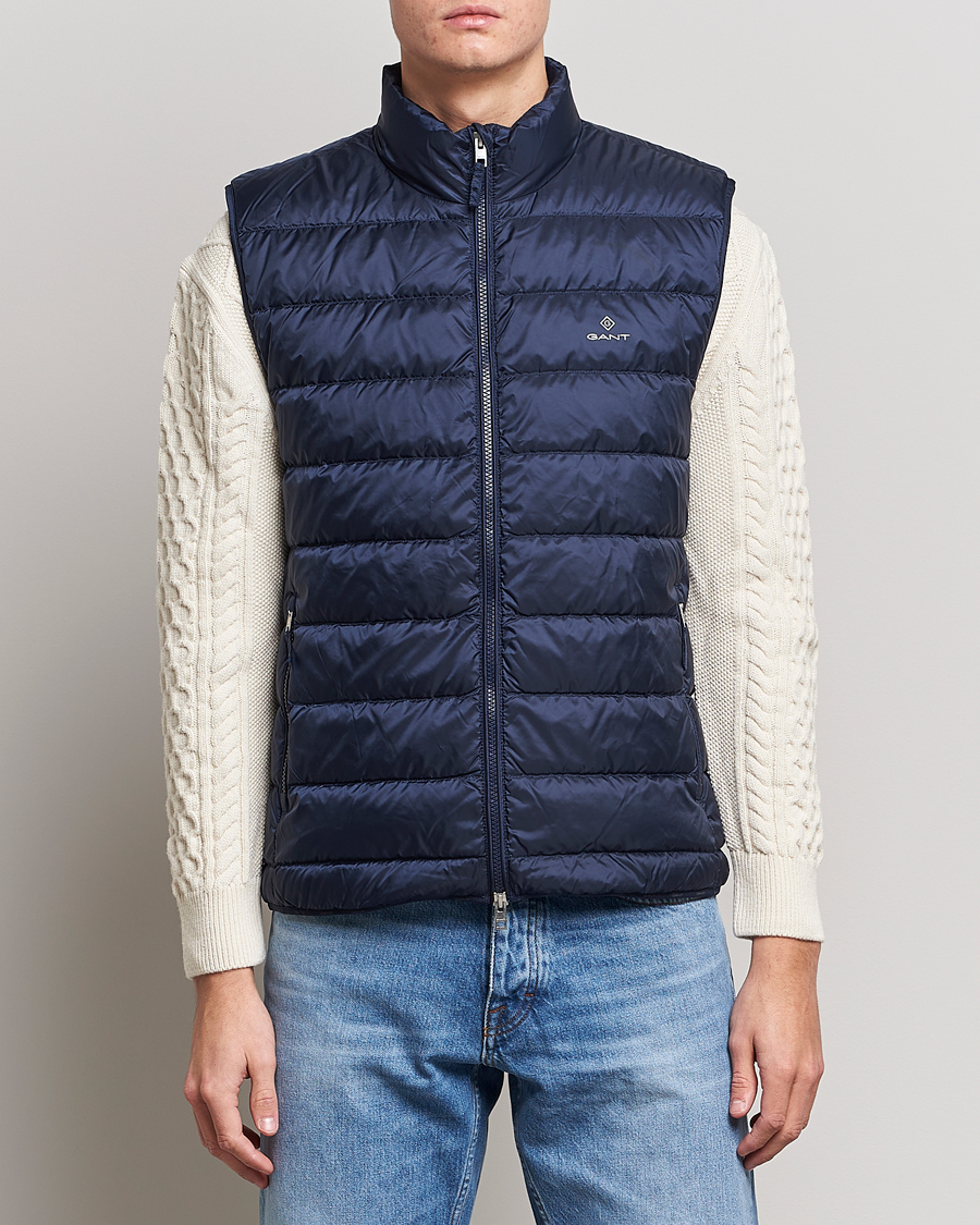 Hombres | Chalecos | Gant | The Light Down Gilet Evening Blue