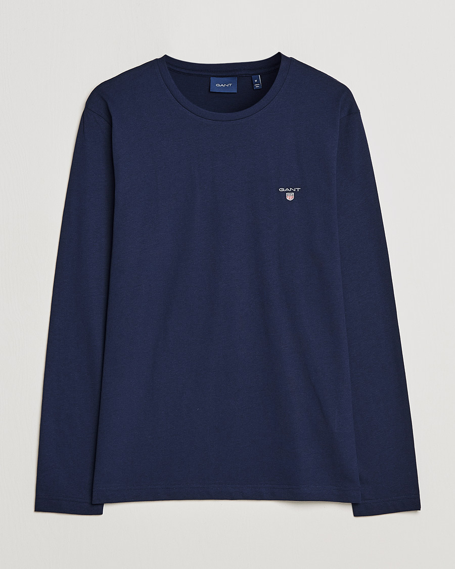 Hombres | Camisetas | GANT | The Original Long Sleeve T-shirt Evening Blue