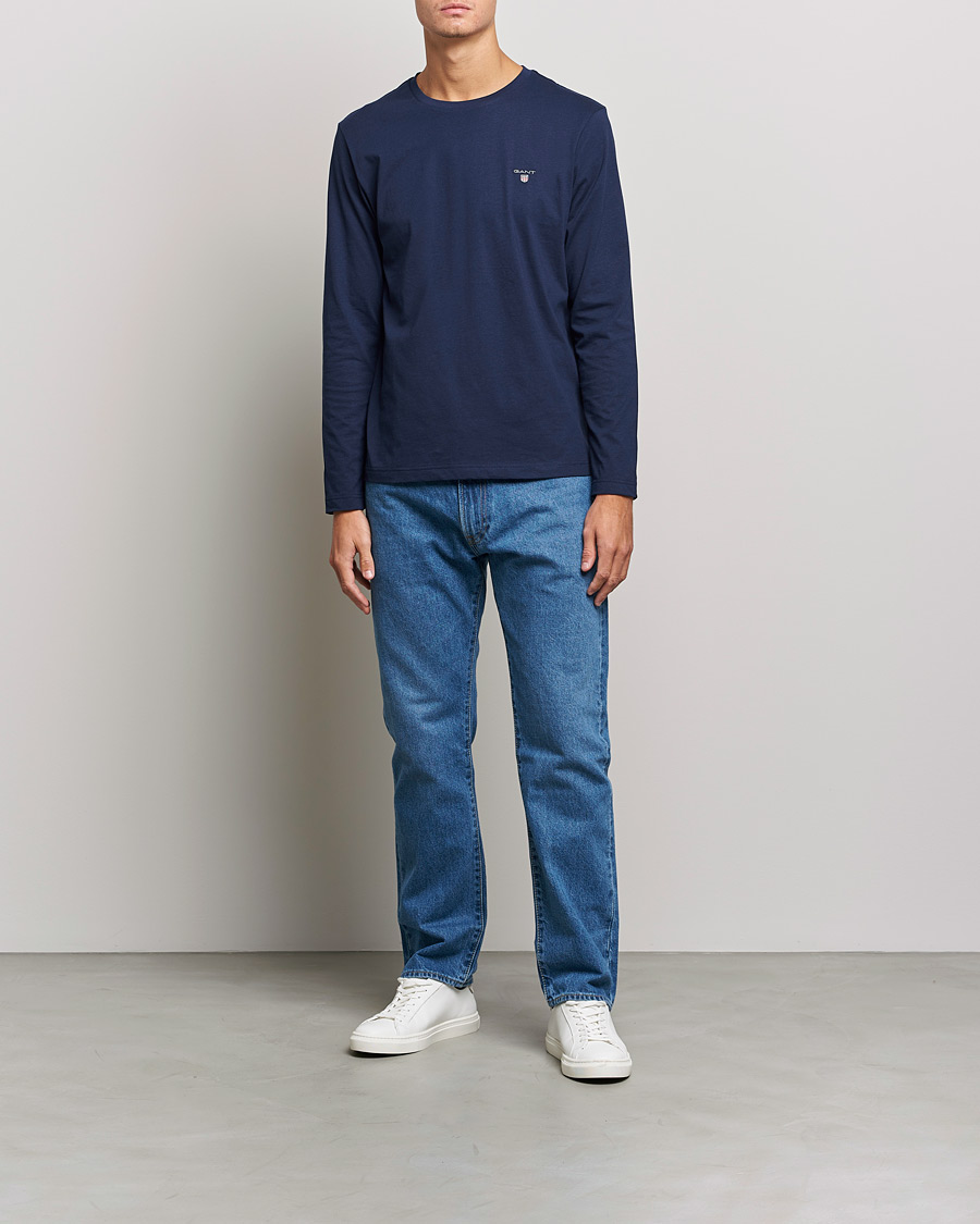 Hombres | Camisetas | GANT | The Original Long Sleeve T-shirt Evening Blue