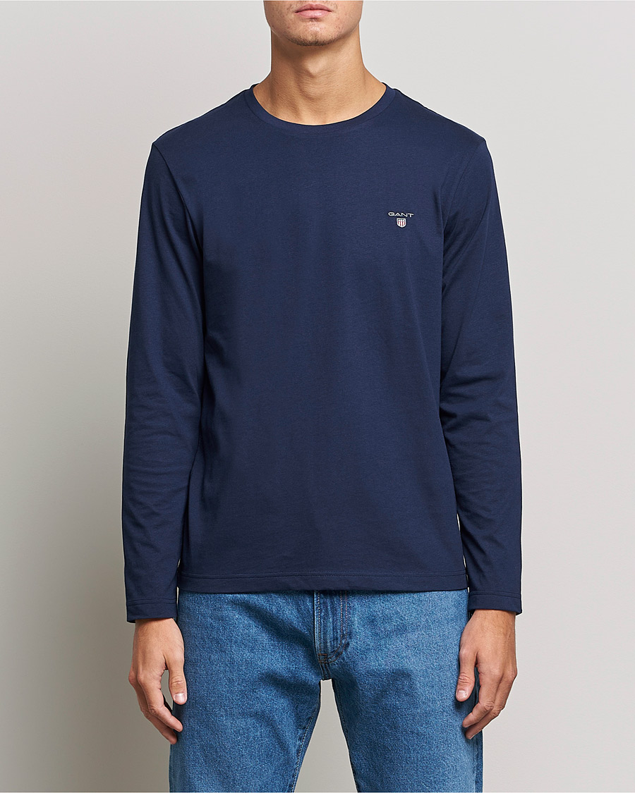 Hombres | Camisetas | GANT | The Original Long Sleeve T-shirt Evening Blue