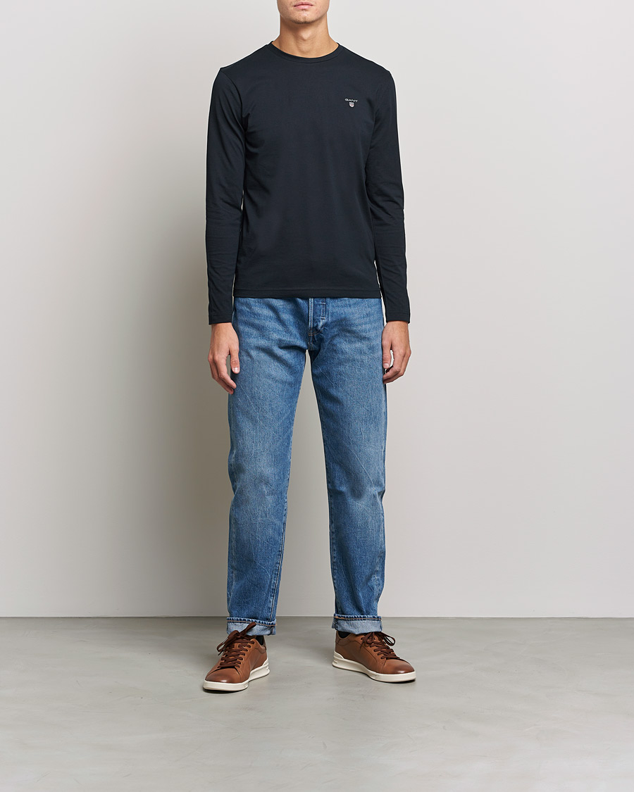 Hombres | Camisetas | GANT | The Original Long Sleeve T-shirt Black