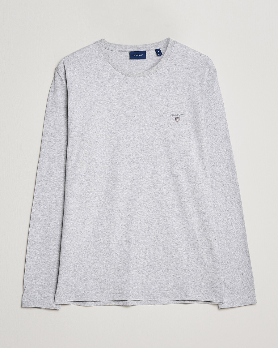 Hombres | Camisetas | GANT | The Original Long Sleeve T-shirt Light Grey Melange