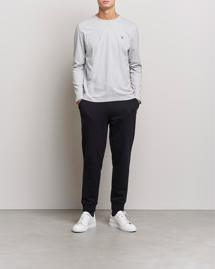 Hombres | Camisetas | GANT | The Original Long Sleeve T-shirt Light Grey Melange