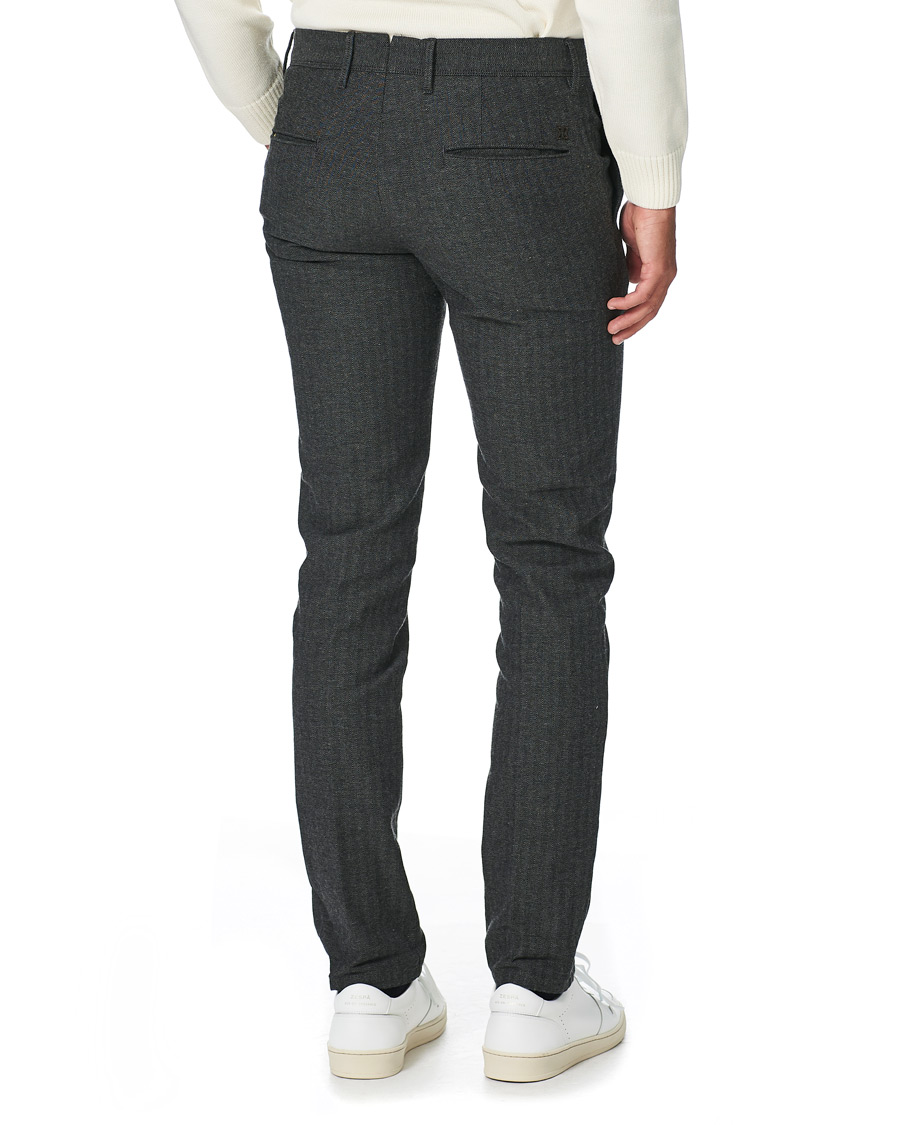 Hombres | Pantalones | Incotex | Slim Fit Cotton/Wool Herringbone Slacks Grey