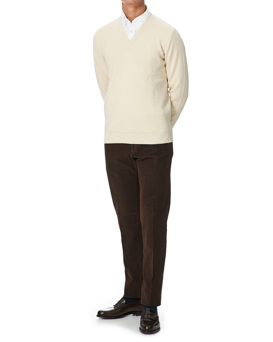 Hombres | Pantalones | Incotex | Slim Fit Corduroy Trousers Dark Brown