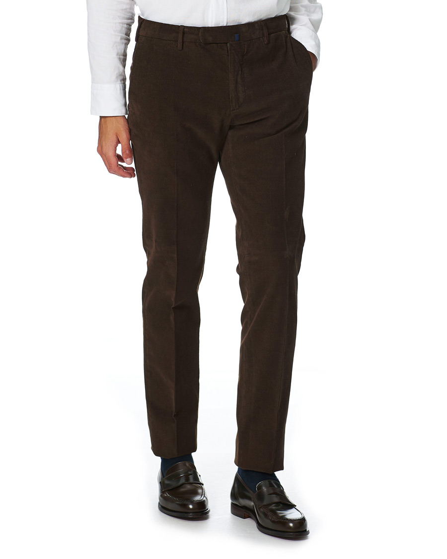 Hombres | Pantalones | Incotex | Slim Fit Corduroy Trousers Dark Brown
