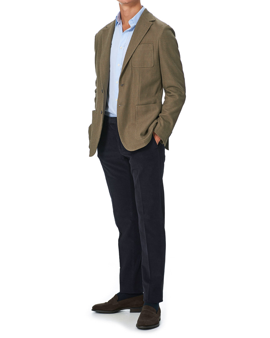 Hombres | Pantalones | Incotex | Slim Fit Corduroy Trousers Navy