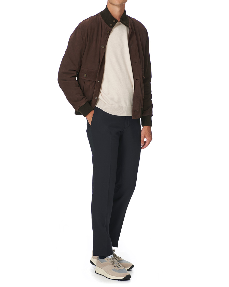 Hombres | Pantalones | Incotex | Slim Fit Washable Flannel Trousers Navy