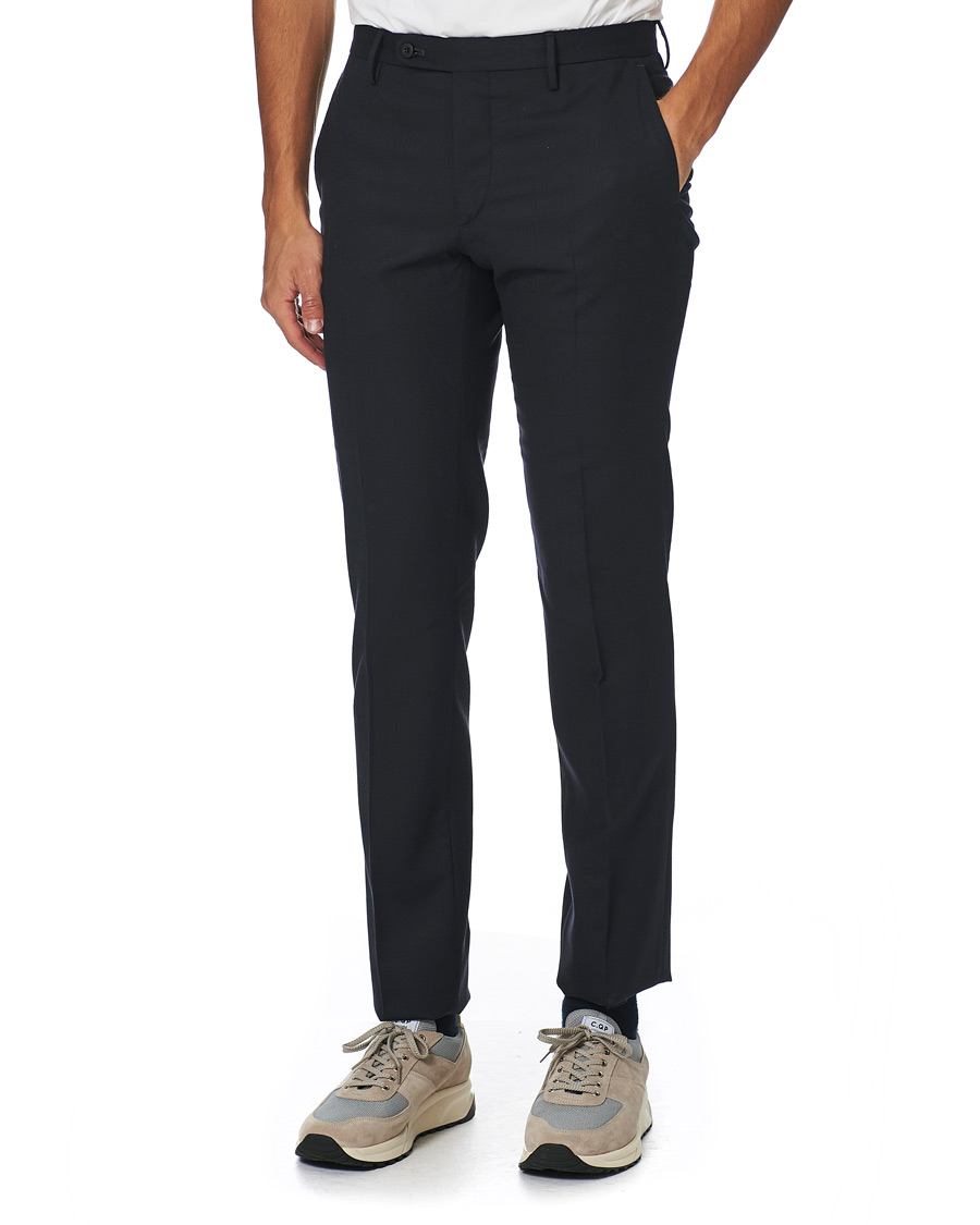 Hombres | Pantalones | Incotex | Slim Fit Washable Flannel Trousers Navy