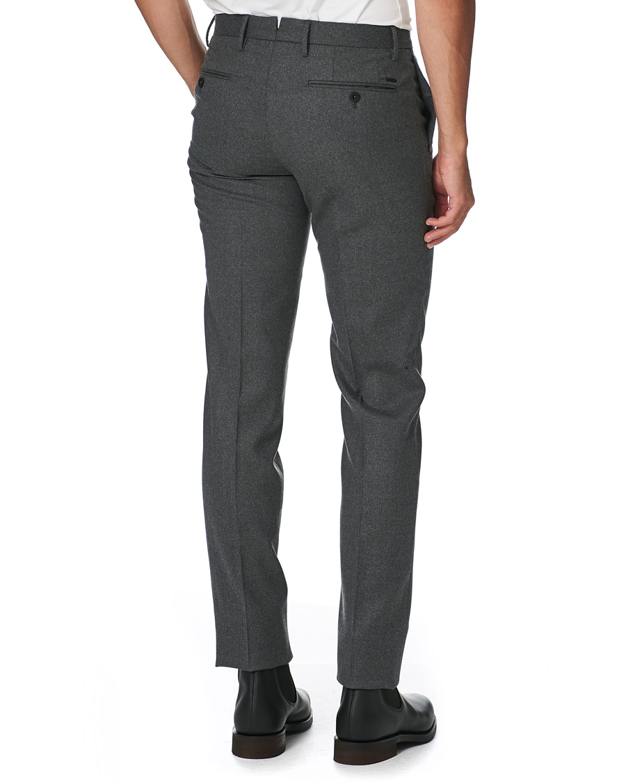 Hombres | Pantalones | Incotex | Slim Fit Washable Flannel Trousers Grey Melange