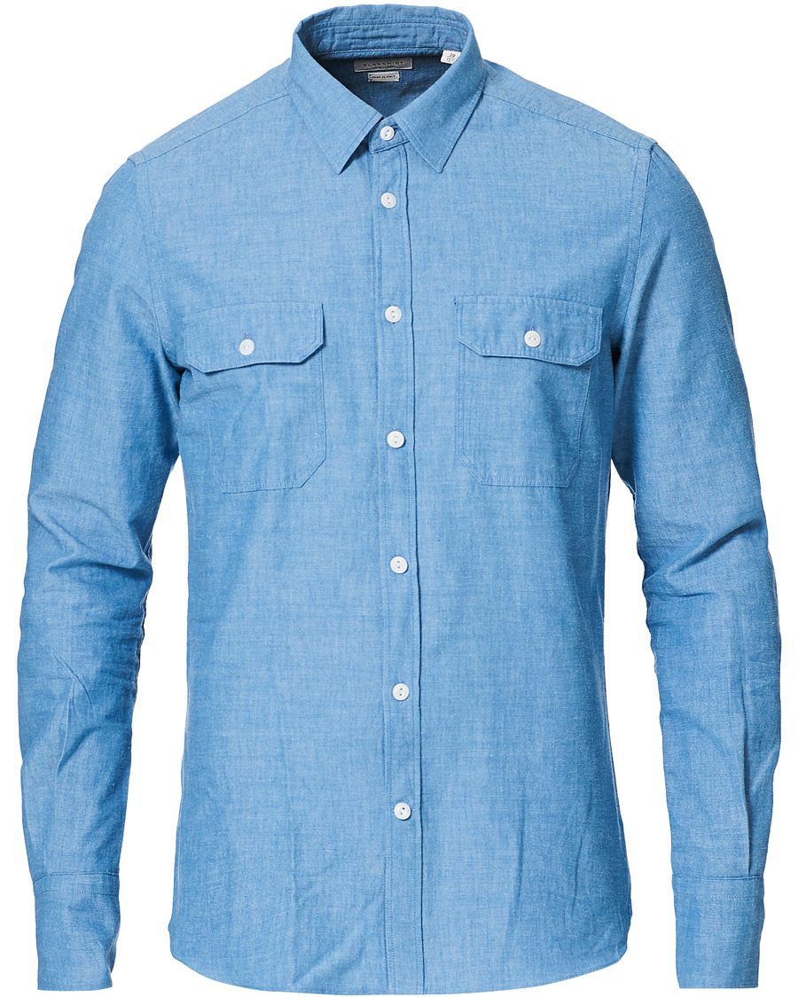 Hombres | Camisas | Slowear | Winter Chambray Double Pocket Shirt Light Blue