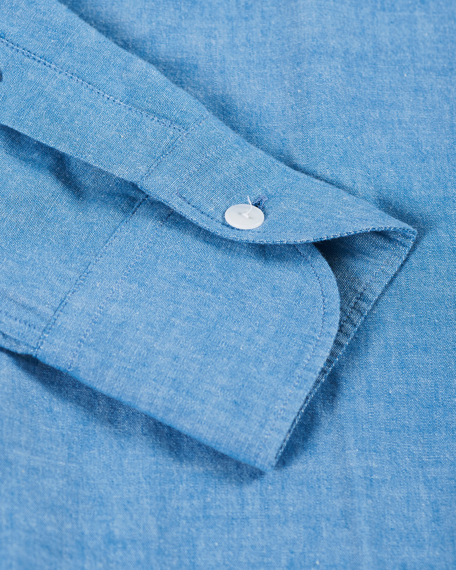 Hombres | Camisas | Slowear | Winter Chambray Double Pocket Shirt Light Blue