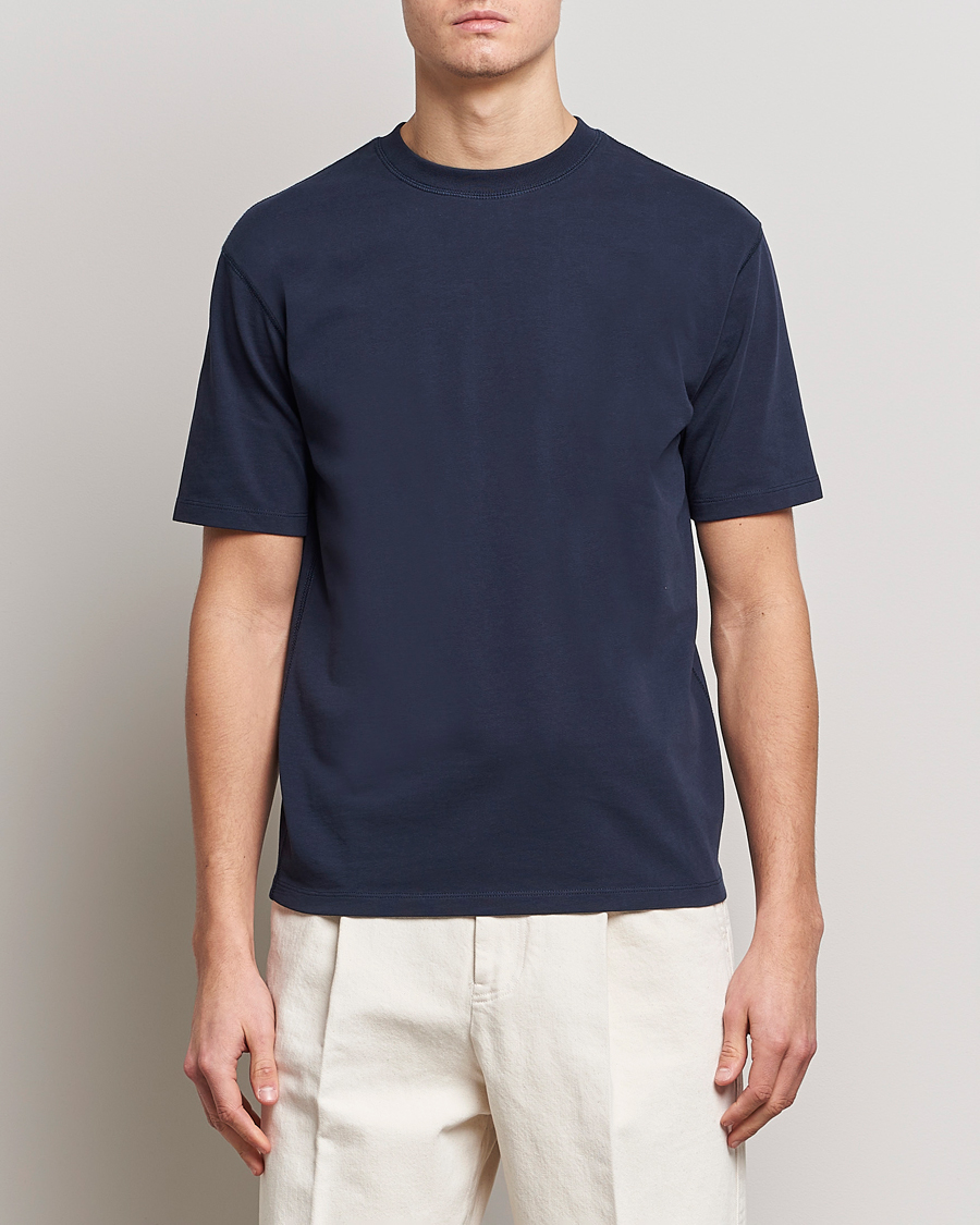 Hombres | Preppy Authentic | Drake's | Short Sleeve Hiking Tee Navy